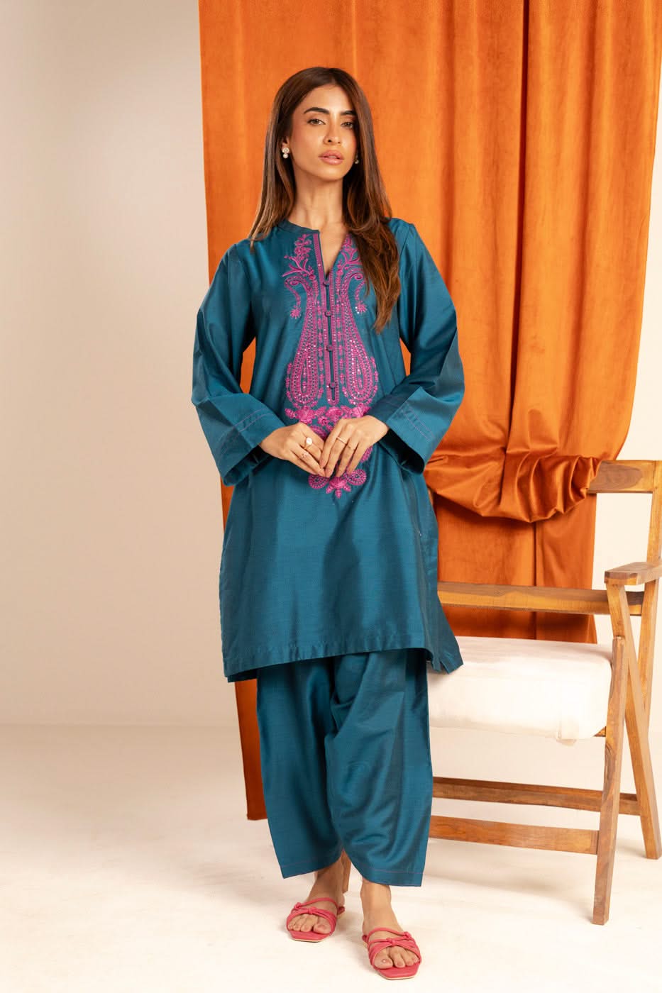 al karam 02 pc stitch suit / blue -6067