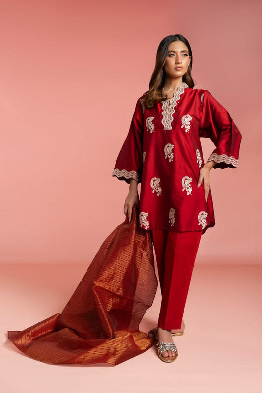 AL KARAM 02 PC STITCH SUIT / RED -6070