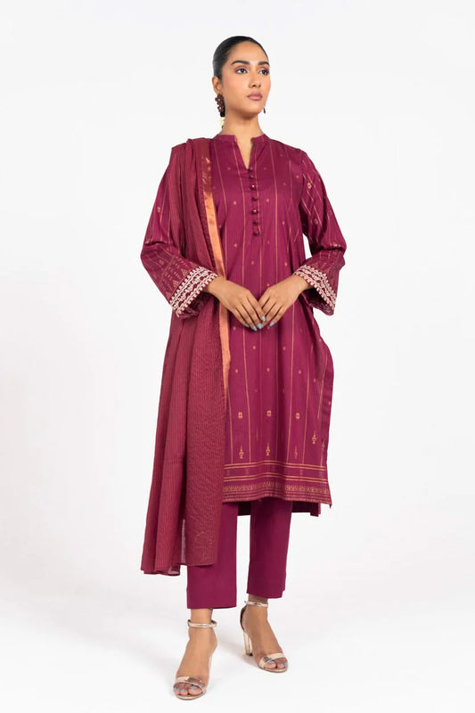 ALKARAM RTW | SHIRT & TROUSER ZARI LAWN | EMBROIDERED