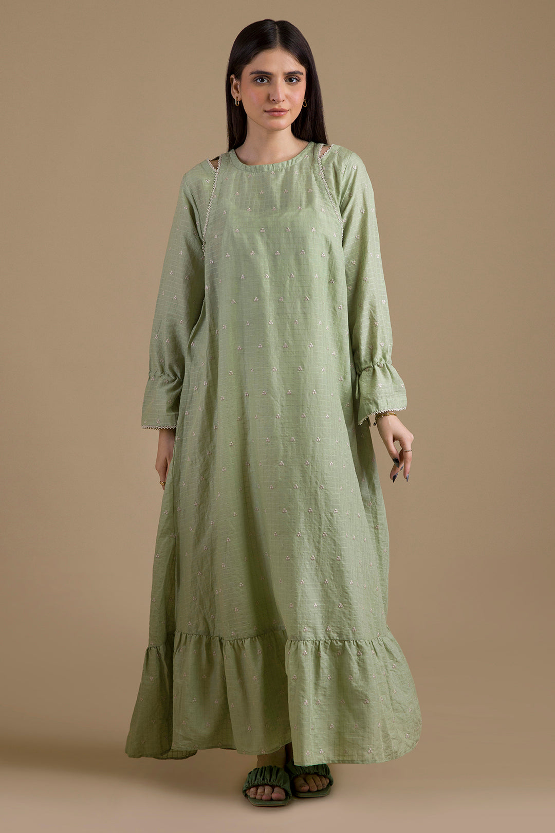 ZELLBURY 01 PC EMB STITCH TUNICS /SAGE GREEN