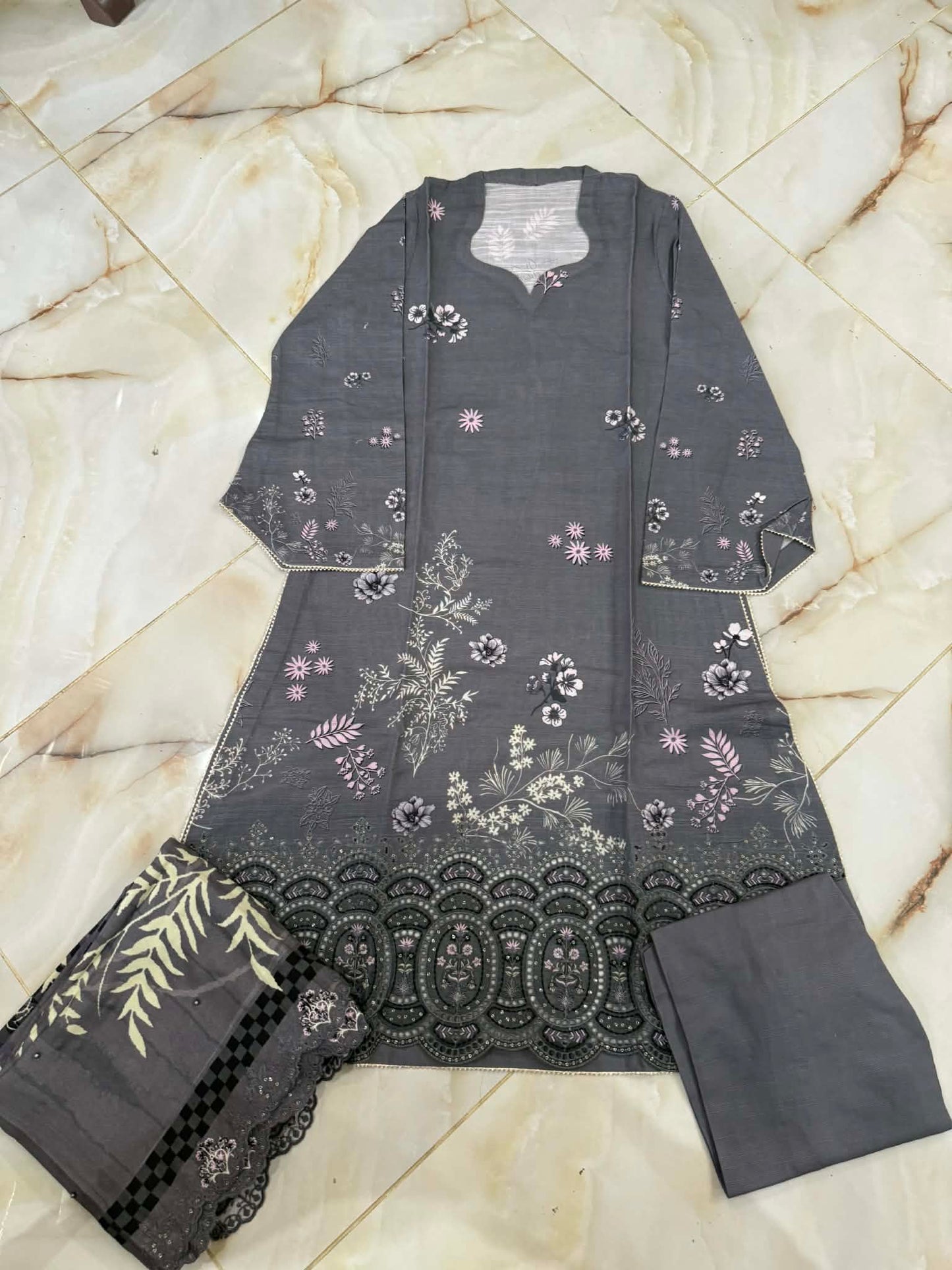 TAWAKAL 03 PC STITCH SUIT / GREY