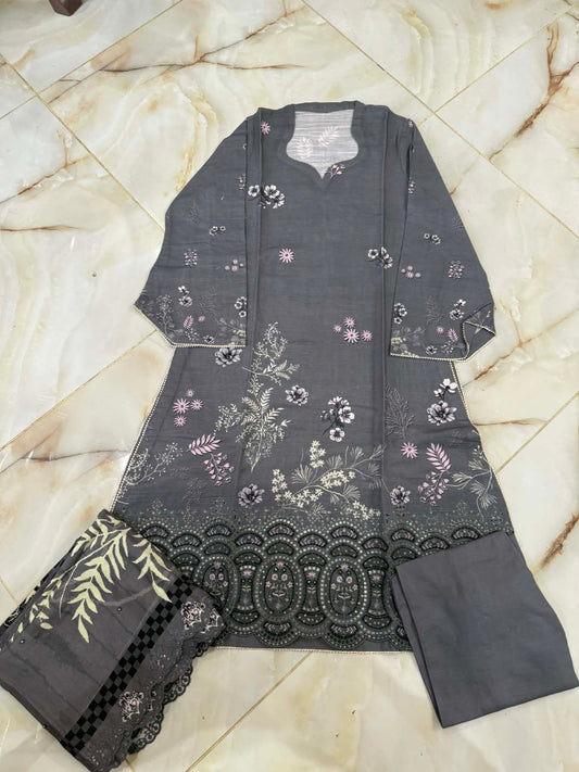 TAWAKAL 03 PC STITCH SUIT / GREY