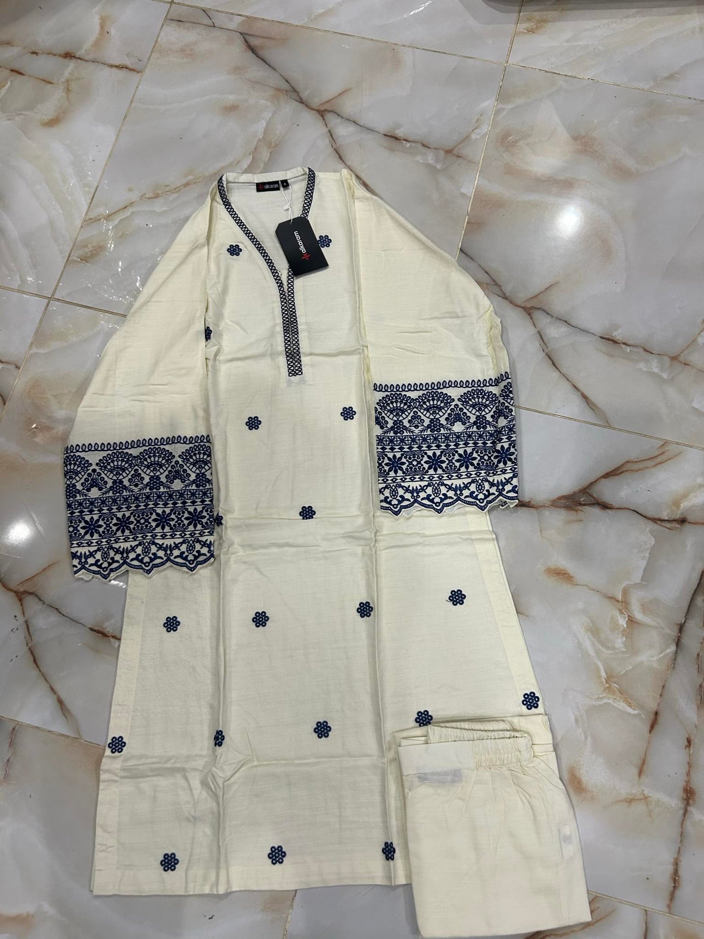 al karam 02 pc stitch suit / off white