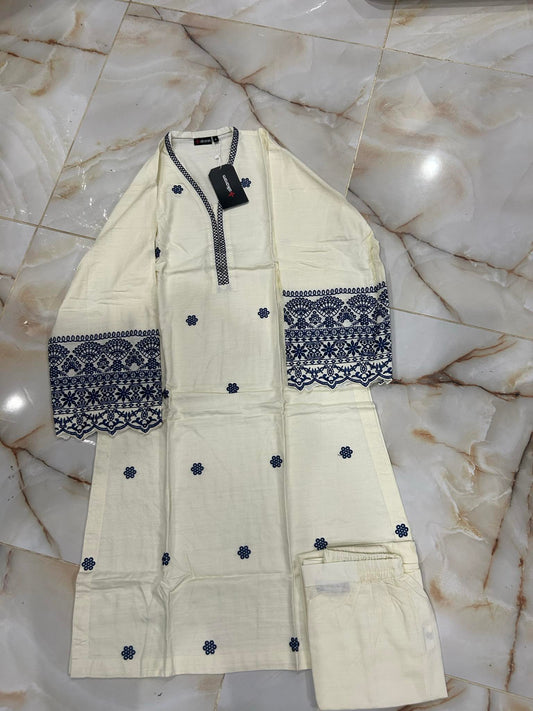 al karam 02 pc stitch suit / off white