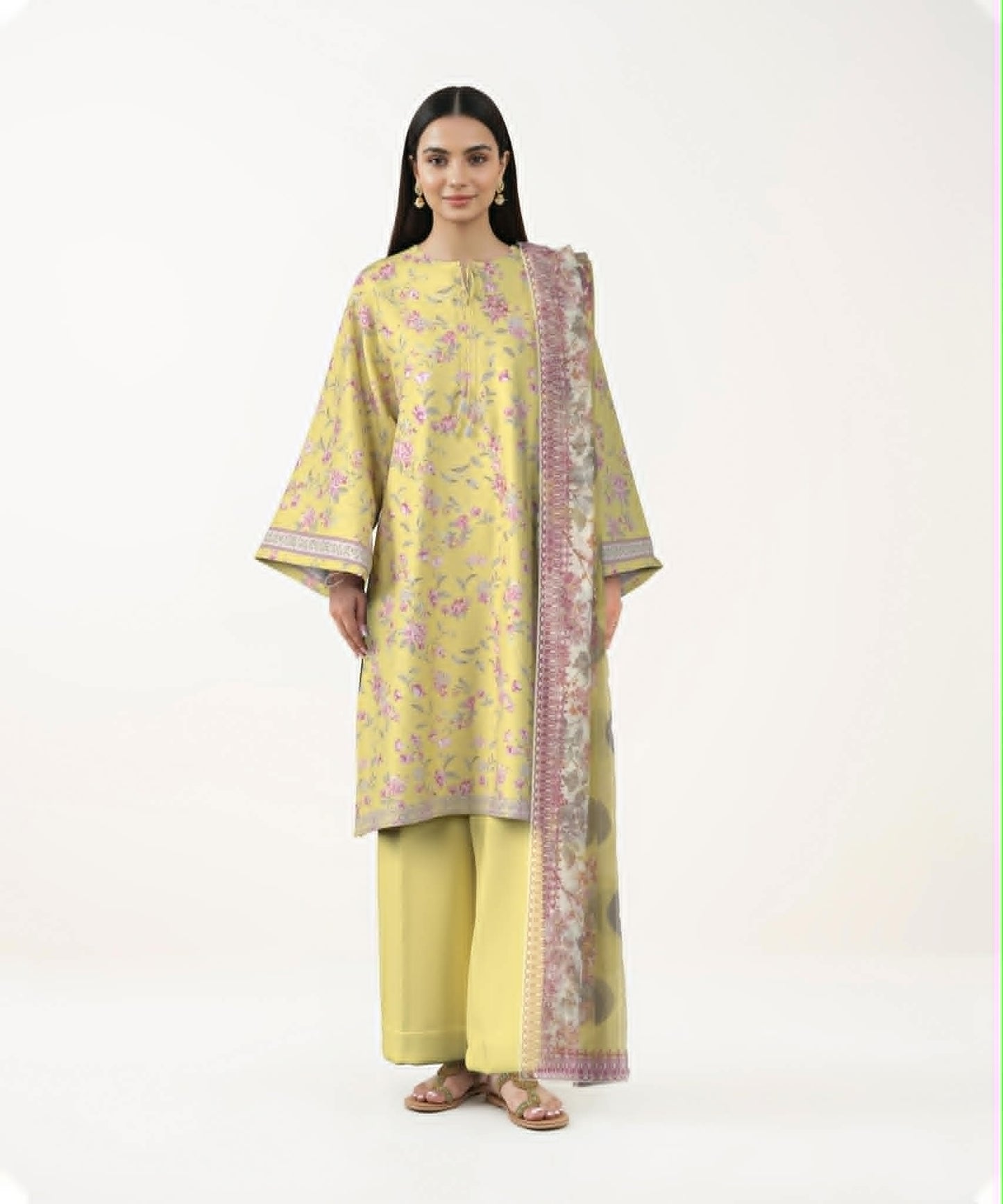SAPPHIRE 03 PC EMBRO UNSTITCH SUIT / YELLOW. L4-35
