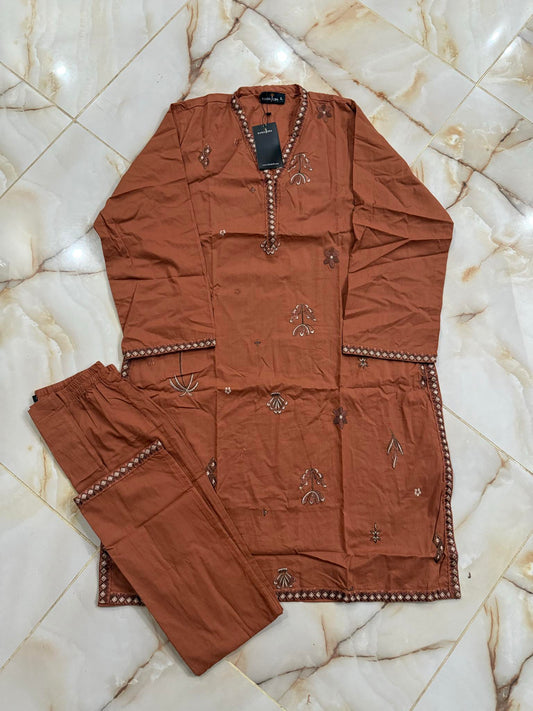 ASIM JOFA 02 PC STITCH SUIT / BROWN 12/ 12 SALE