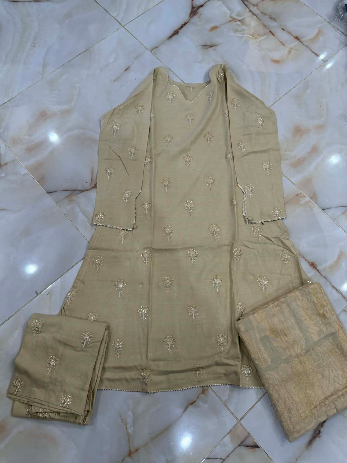 TAWAKAL 03 PC STITCH SUIT / OFF WHITE