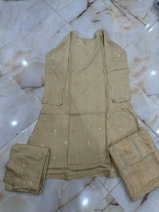 TAWAKAL 03 PC STITCH SUIT / OFF WHITE