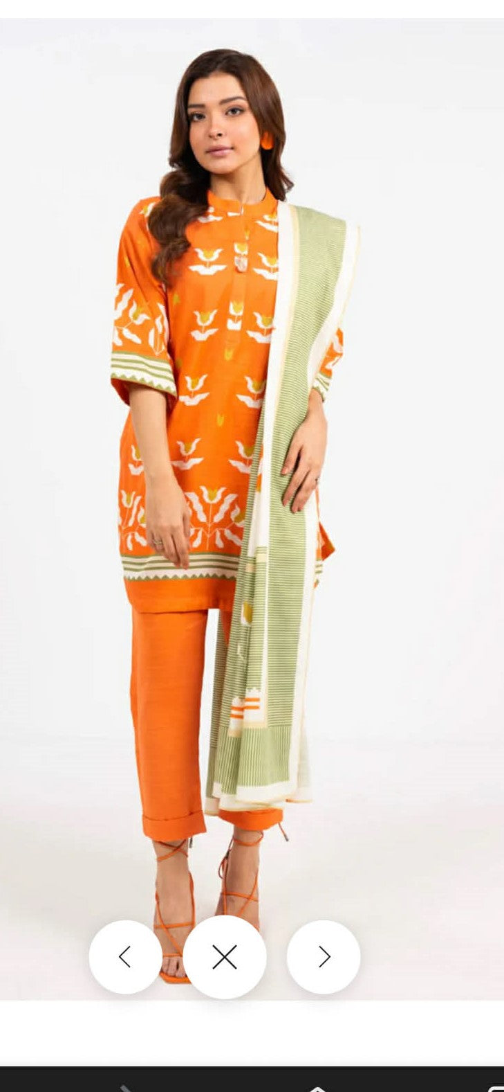 ALKARAM 03 PC STITCH SUIT / ORANGE