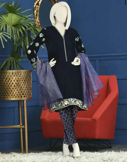 12/ 12 SALE J. 03 PC STITCH SUIT / ZINIC BLUE VALVET