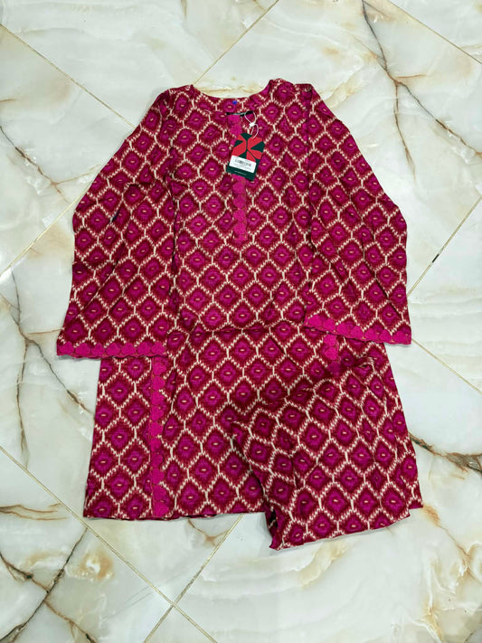 AL KARAM 02 PC STICH SUIT /DARK PINK