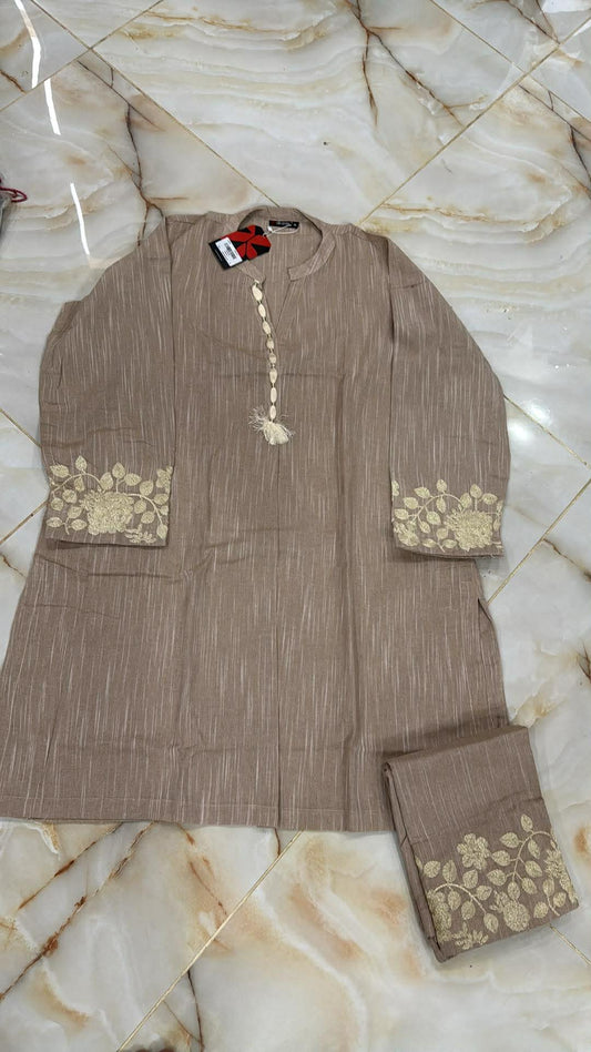 AL KARAM 02 PC STITCH SUIT / BEIGE
