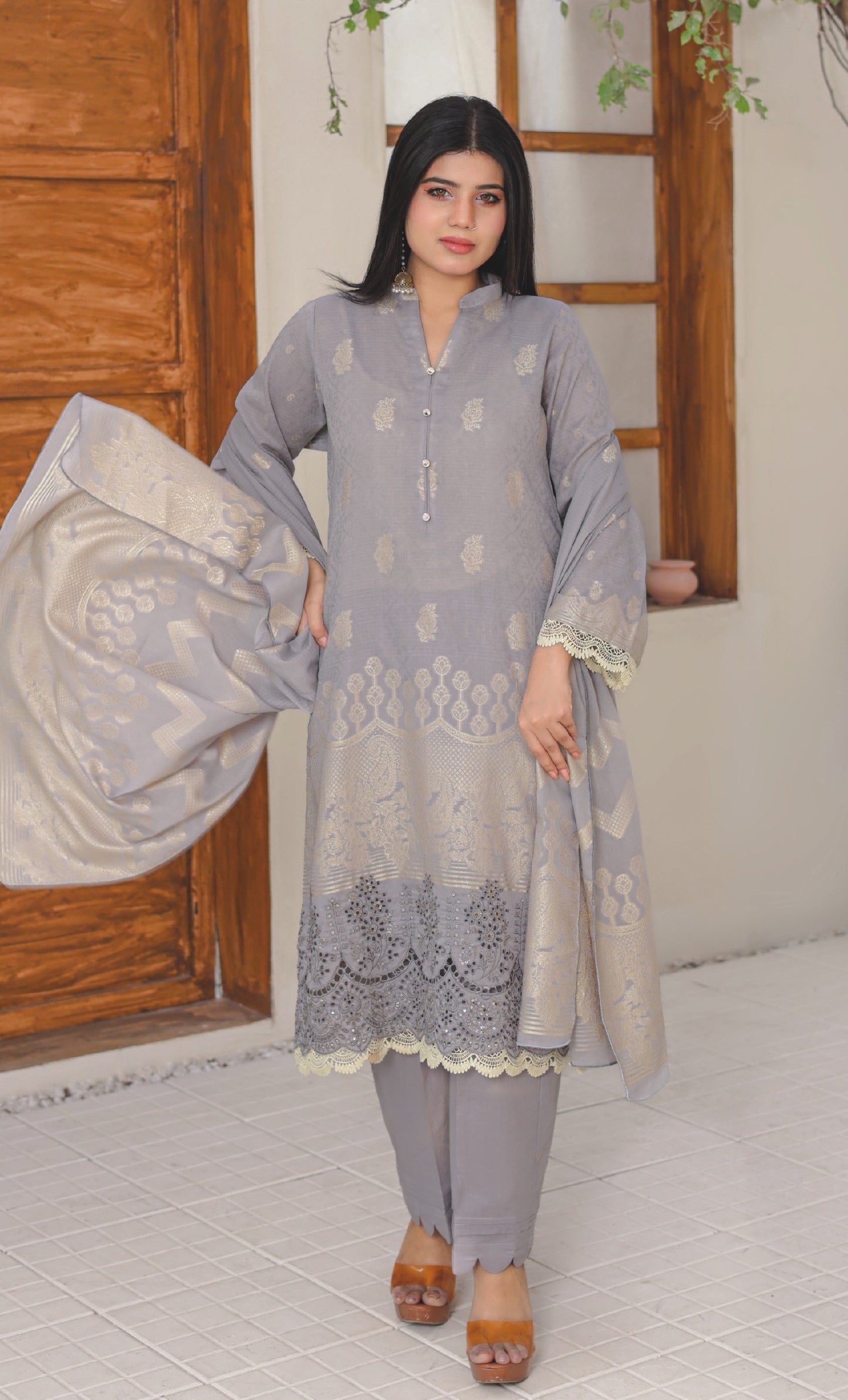 BONANZA JACORD 03 PC UNSTITCH SUIT / SMOKY PEARL