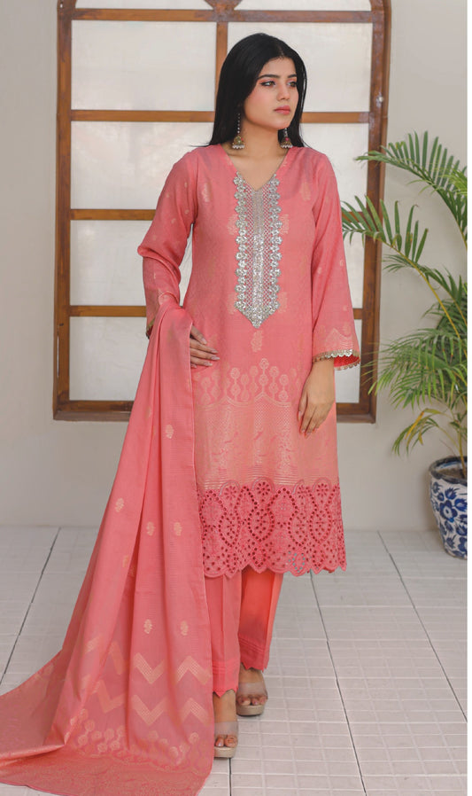 BONANZA JACORD 03 PC UNSTITCH SUIT / GARNET GLOW PINK
