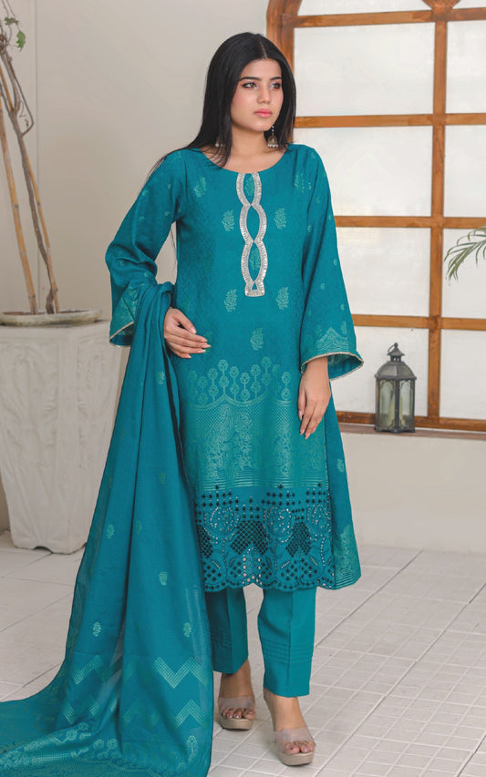 BONANZA JACORD 03 PC UNSTITCH SUIT / ROYAL INDIGO SEA GREEN