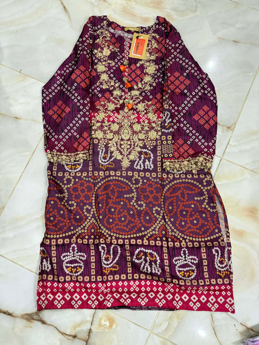 MTJ 01 PC STITCH KURTI / PURPLE