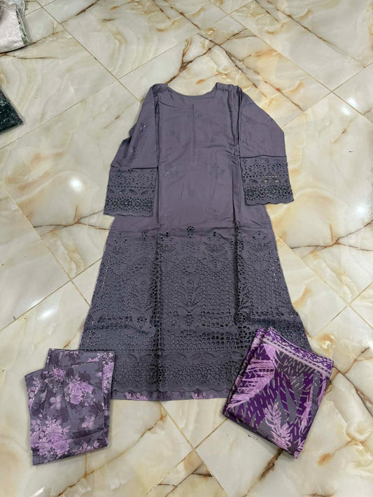 TAWAKAL 03 PC STITCH SUIT / GREY