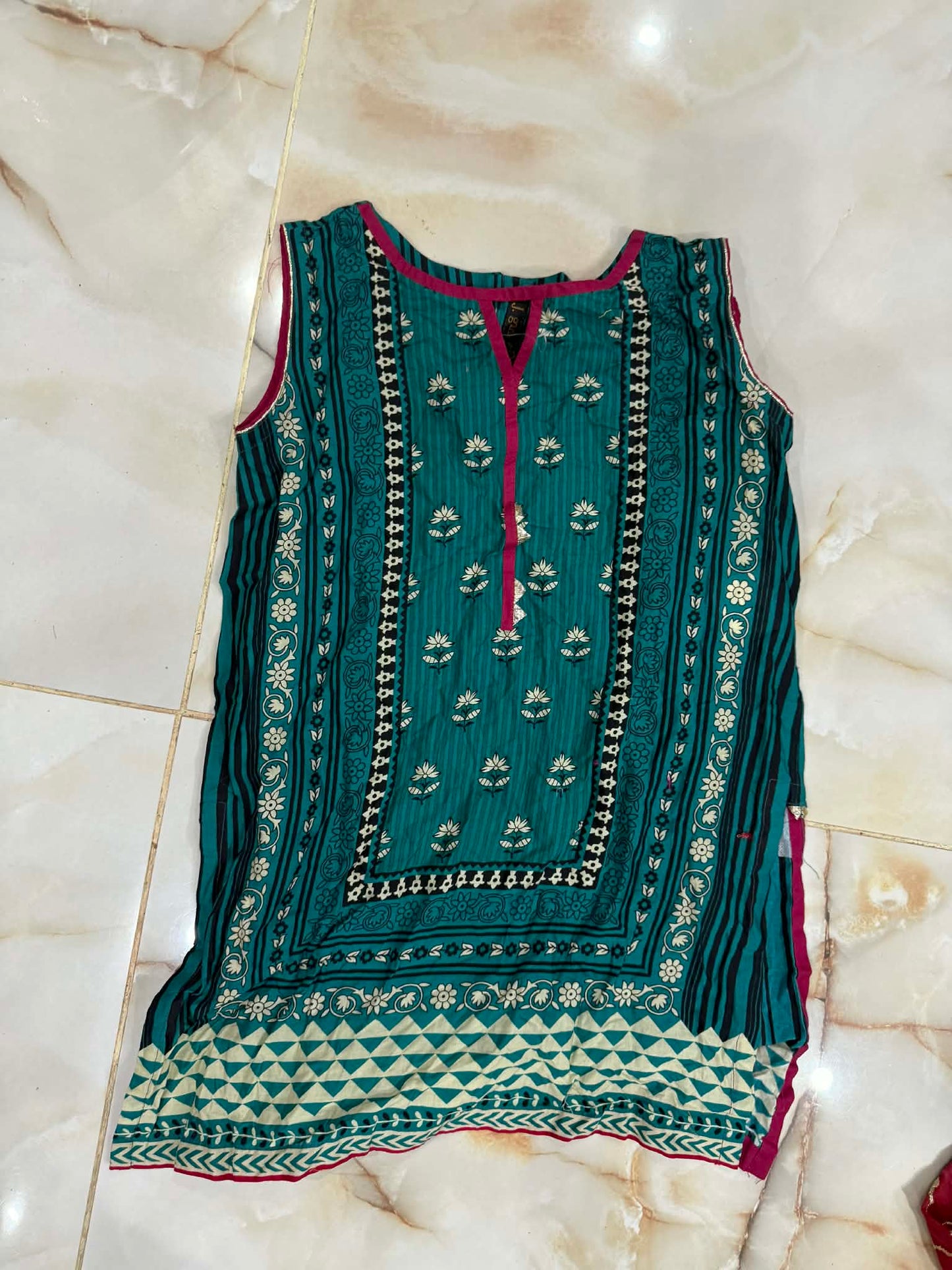 j. 01 pc stitch kurti girls / sea green