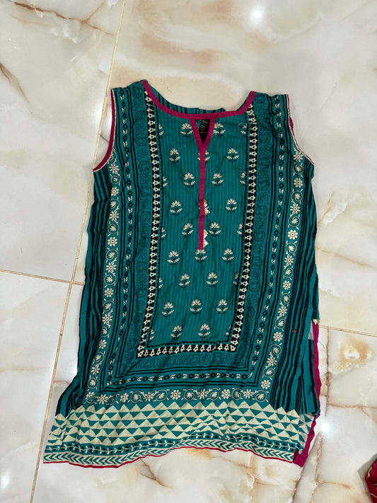 j. 01 pc stitch kurti girls / sea green