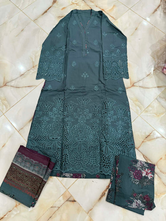 TAWAKAL 03 PC STITCH SUIT /SEA GREEN