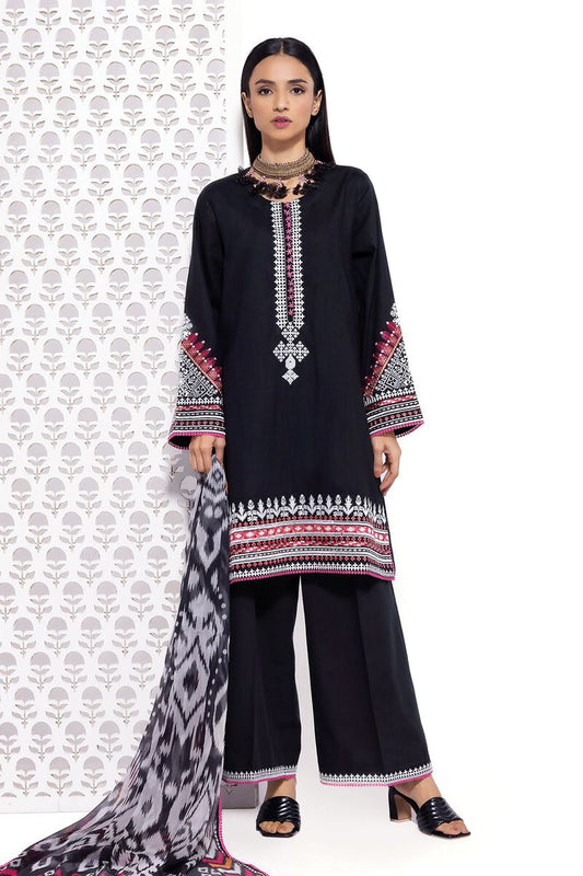 KHAADI 03 PC UNSTITCH SUIT / BLACK