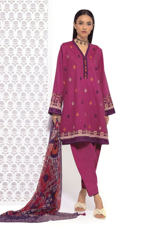 KHAADI 03 PC UNSTITCH SUIT / PINK