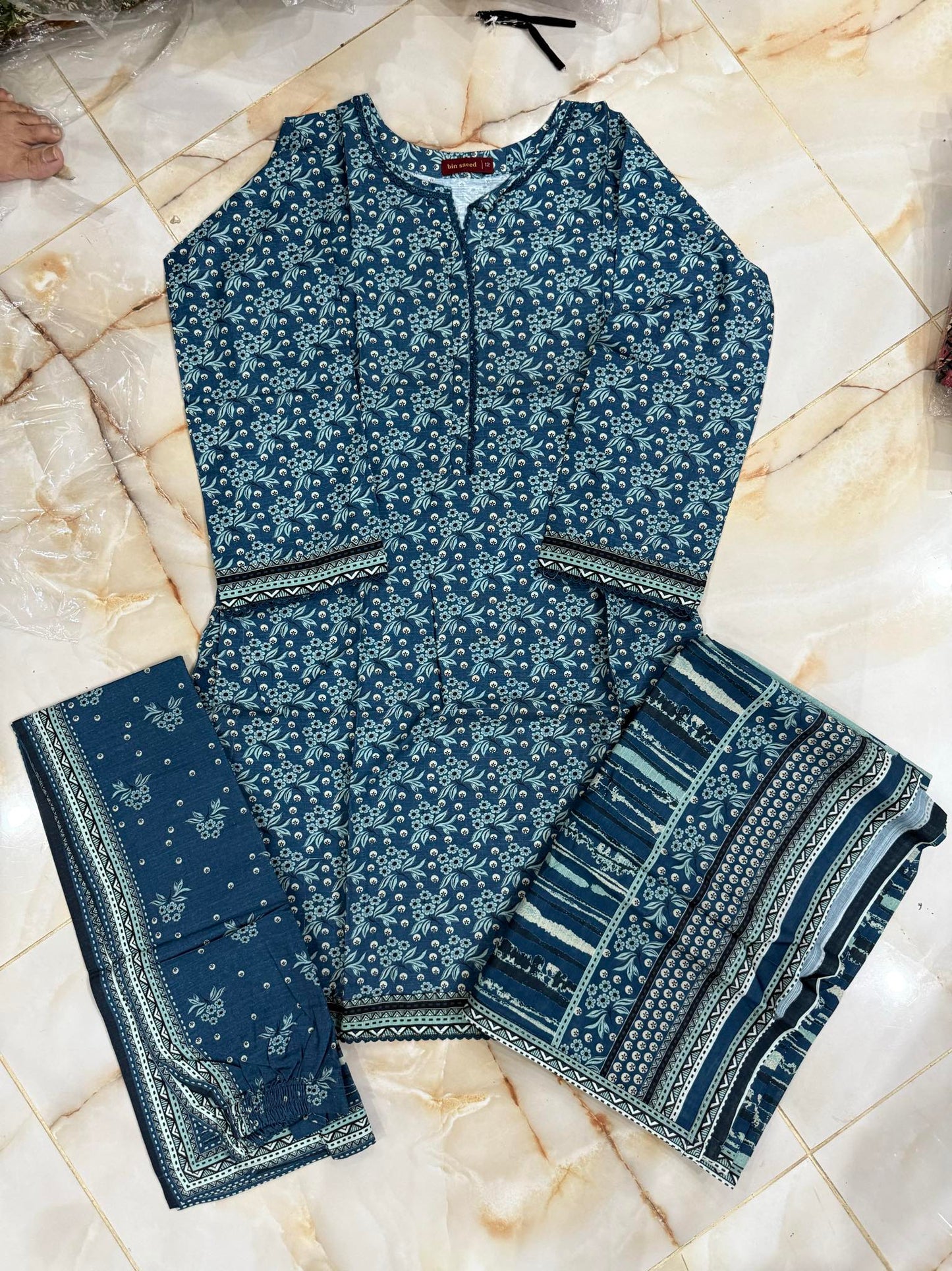 BIN SAEED 03 PC STITCH SUIT / BLUE