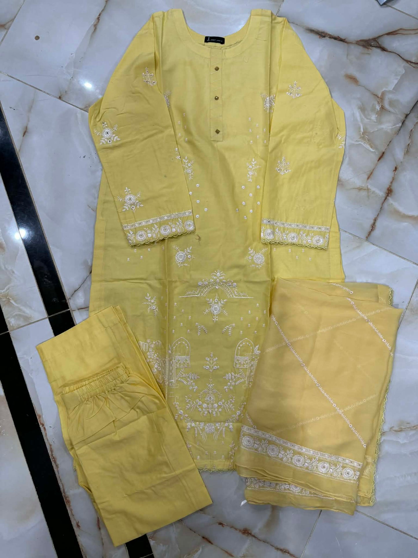 J. 03 PC STITCH SUIT/ YELLOW