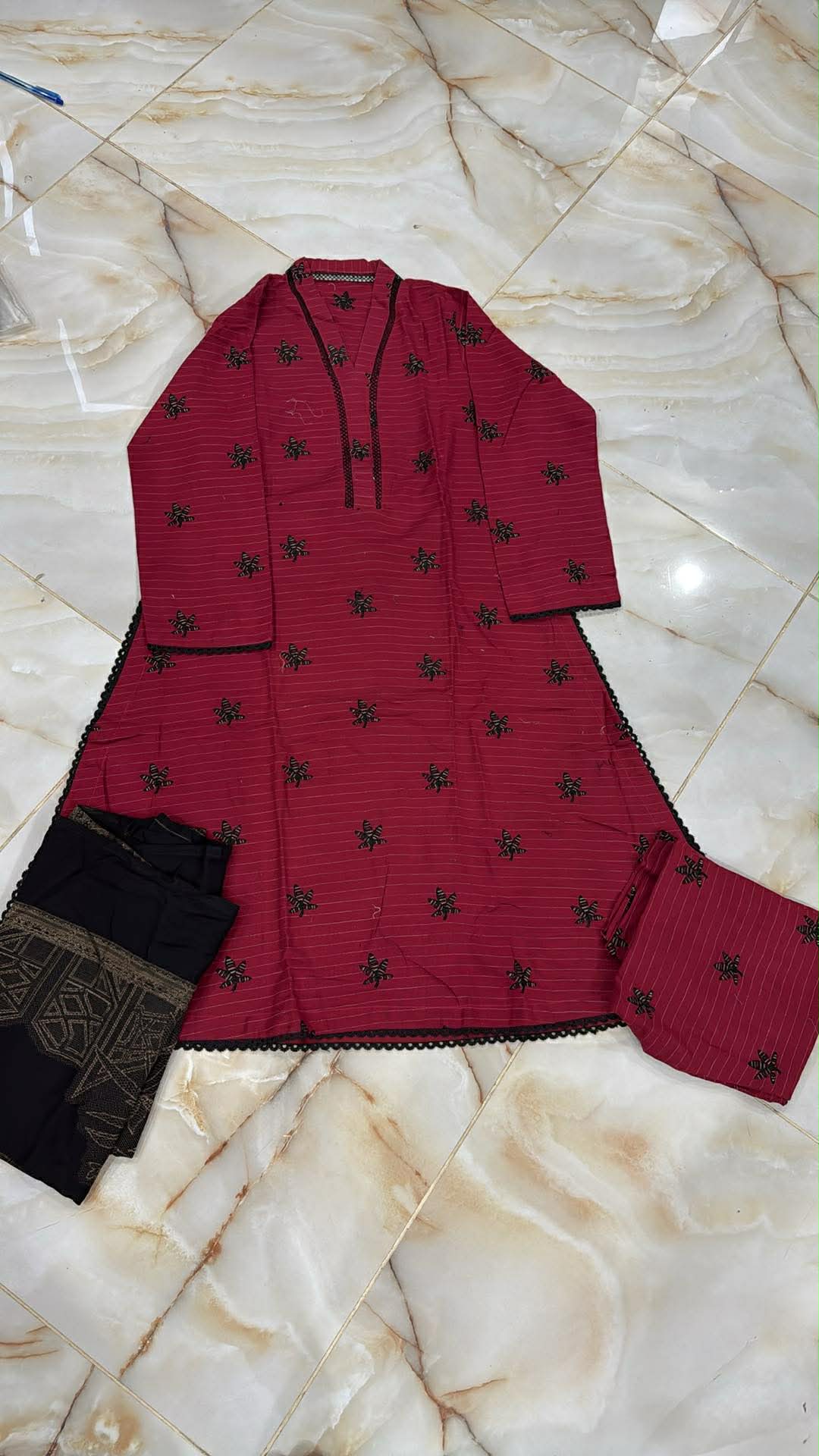 TAWAKAL 03 PC STITCH SUIT /MAROON