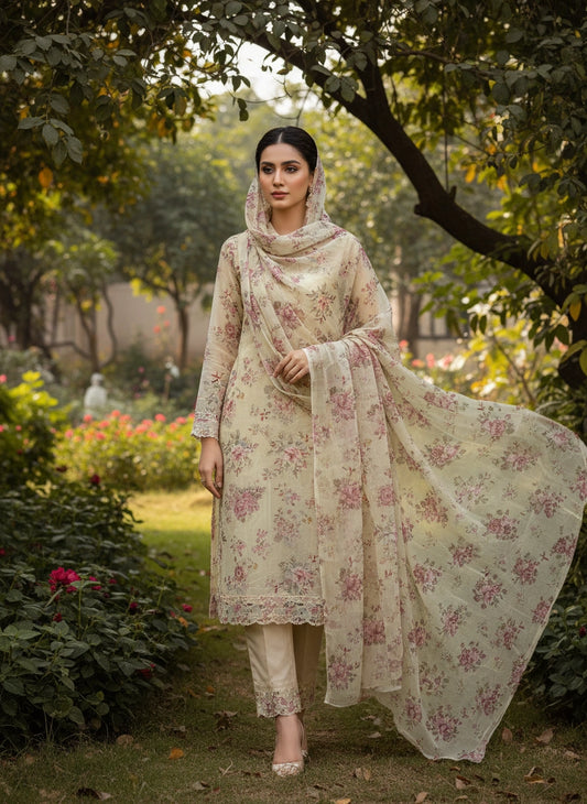 BAROQUE 03 PC UNSTITCH SUIT / LIMON GREEN