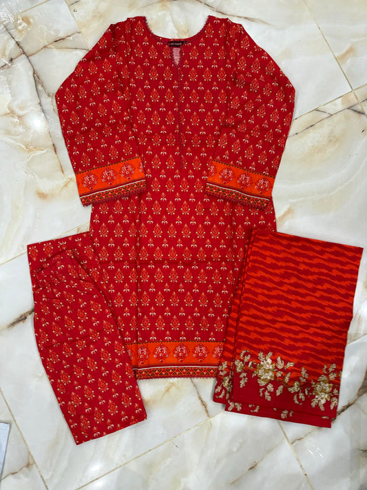 12/12 SALE BIN SAEED 03 PC STITCH SUIT / ORANGE