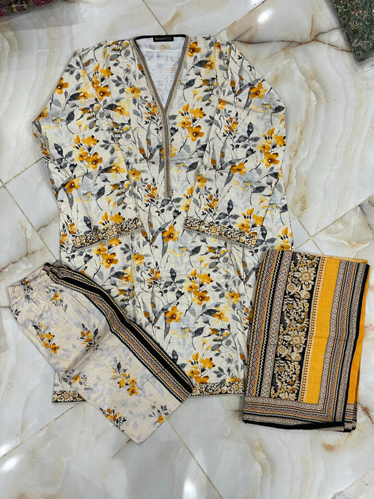 12/12 SALE BIN SAEED 03 PC STITCH SUIT / WHITE