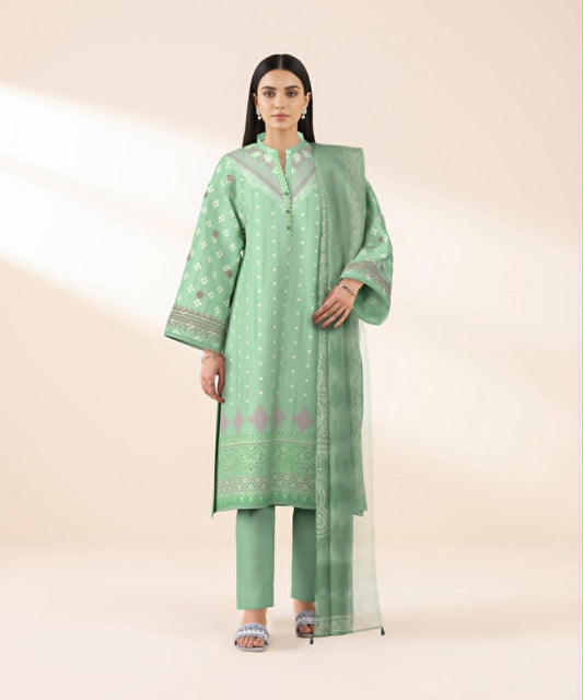 SAPPHIRE 03 PC EMBRO UNSTITCH SUIT / SEA GREEN
