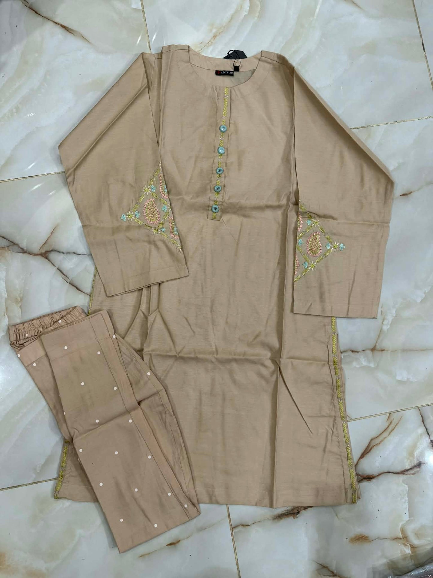 AL KARAM 02 PC STITCH SUIT / LIGHT BROWN