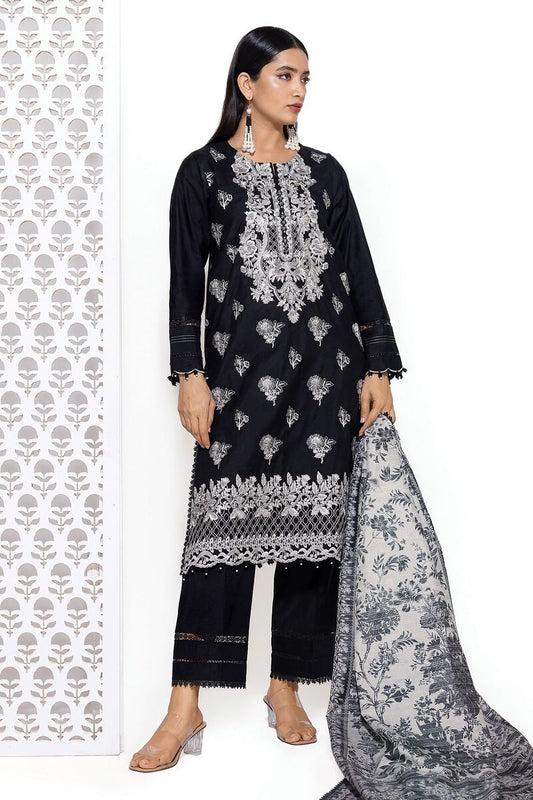 KHAADI 03 PC UNSTITCH SUIT / BLACK