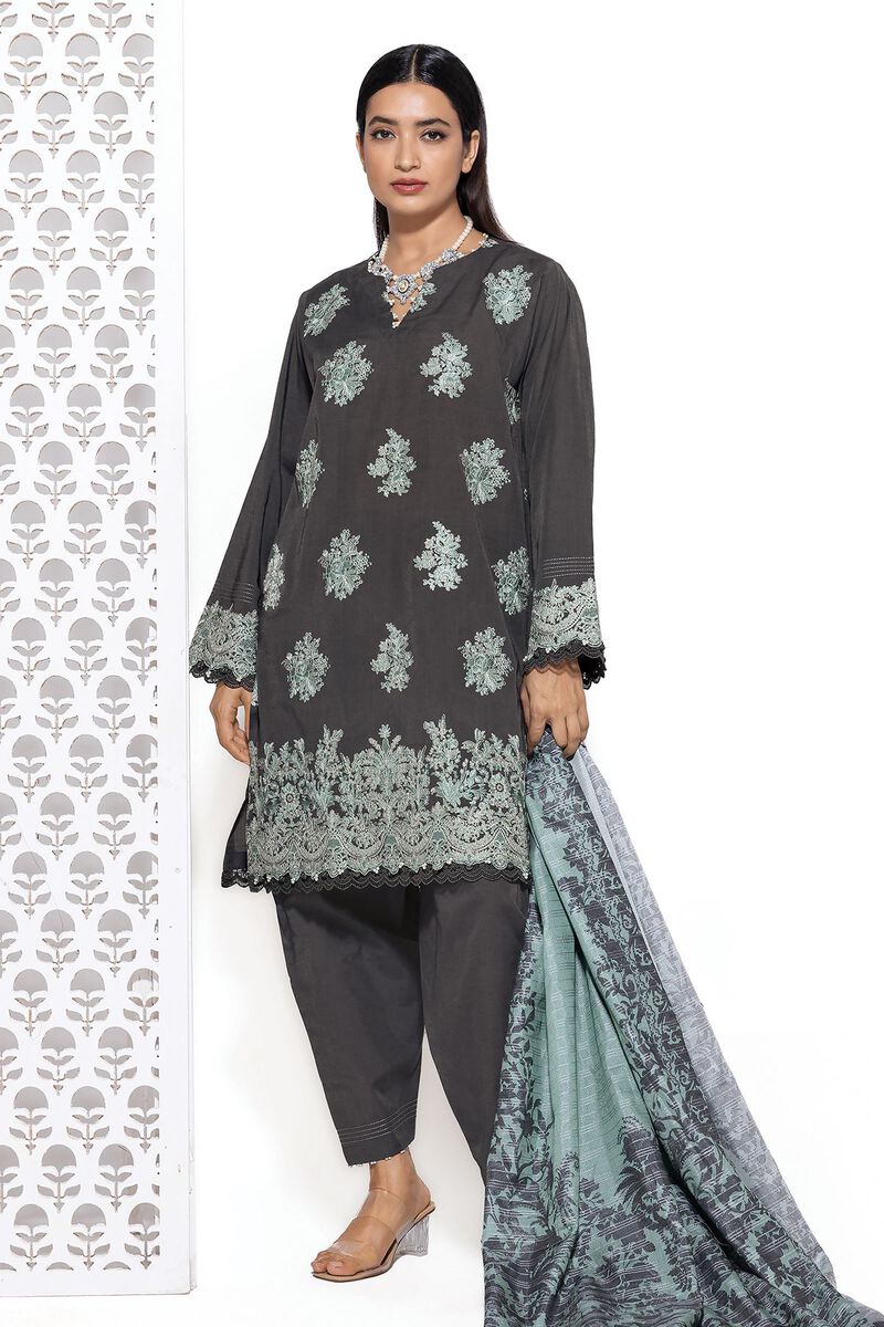 KHAADI 03 PC UNSTITCH SUIT / GREY
