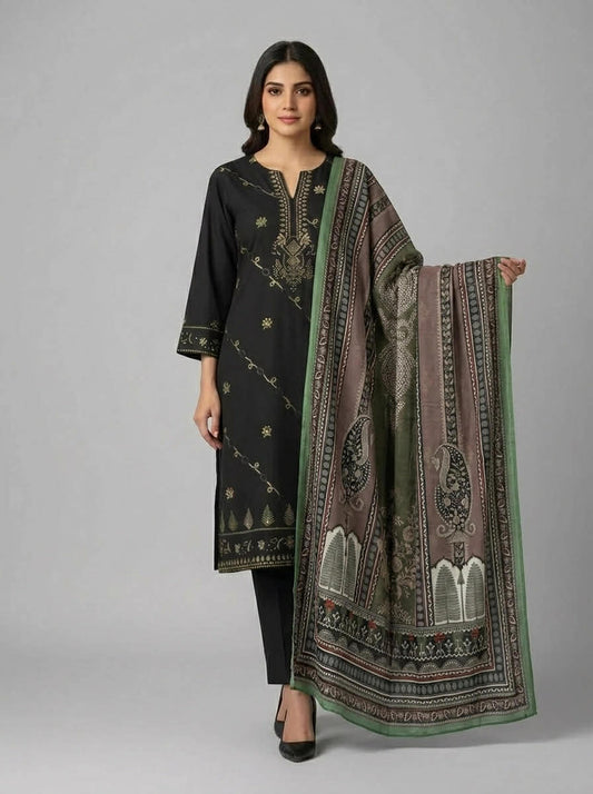KHAADI 03 PC STITCH SUIT / BLACK