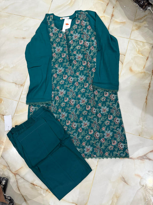 KHAADI 02 PC STITCH SUIT / SEA GREEN