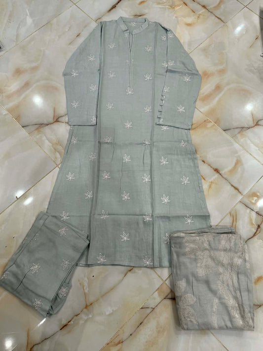 TAWAKAL 03 PC STITCH SUIT / LIGHT GREY