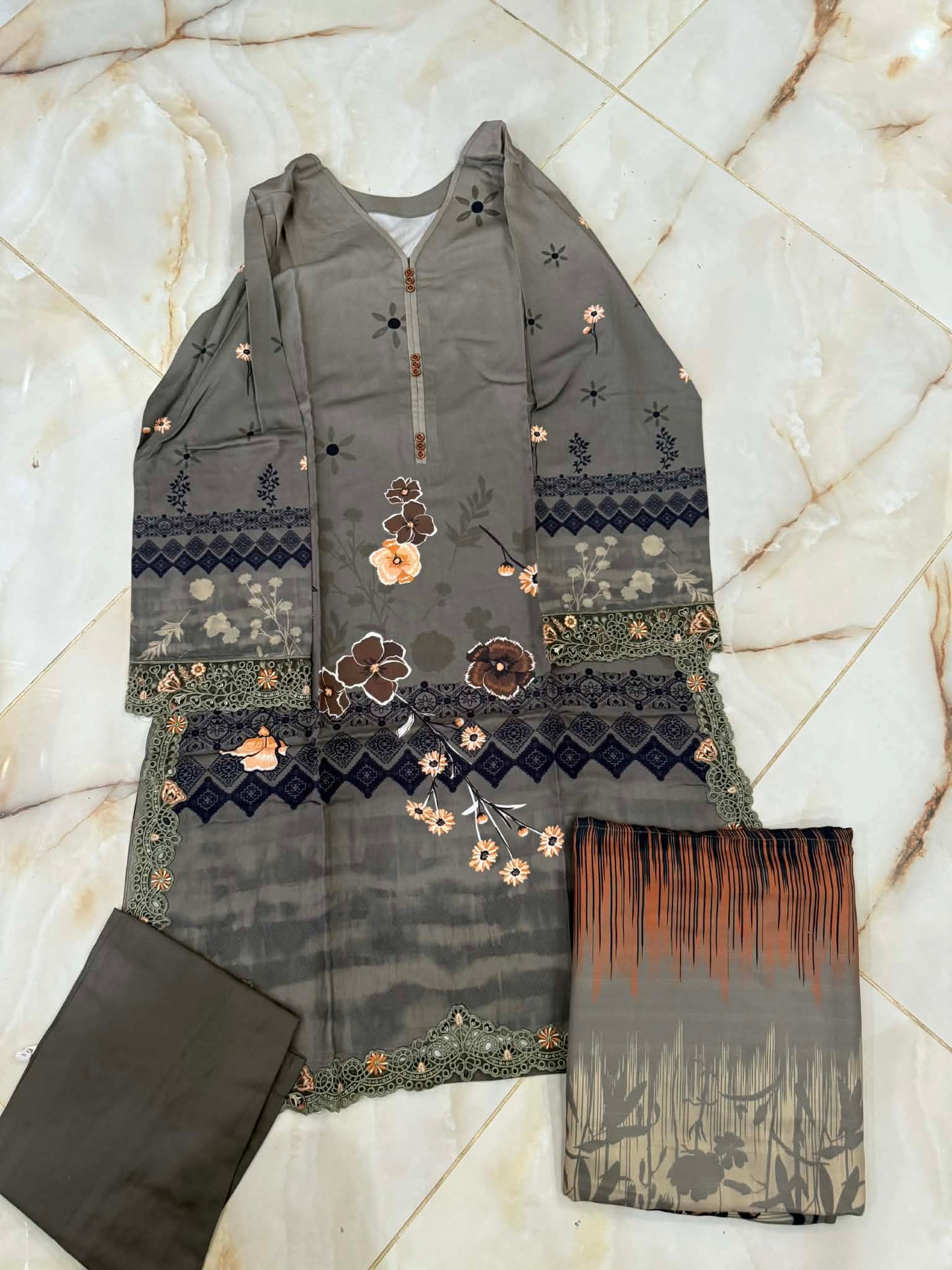 TAWAKAL 03 PC STITCH SUIT / GREY