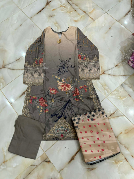 TAWAKAL 03 PC STITCH SUIT / BEIGE