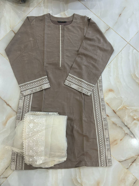 AL KARAM 02 PC STITCH SUIT / BROWN