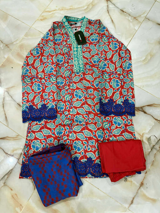 AL KARAM 03 PC STITCH SUIT / MULTI BLUE