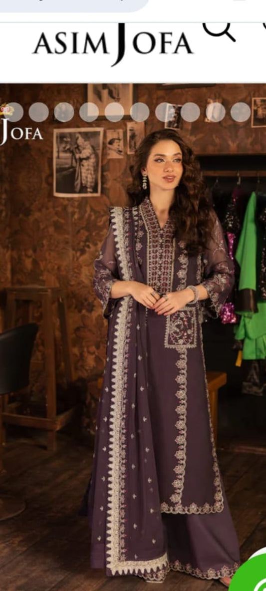 ASIM JOFA 03 PC STITCH SUIT / PURPLE