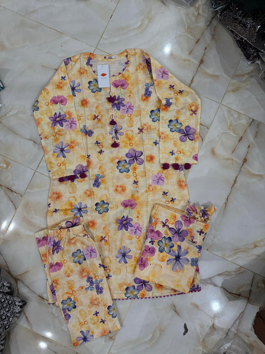 KHAADI 03 PC STITCH SUIT / YELLOW