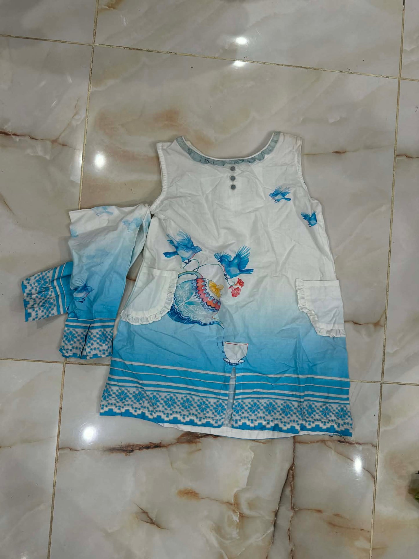 j. 01 pc stitch kurti girls / white