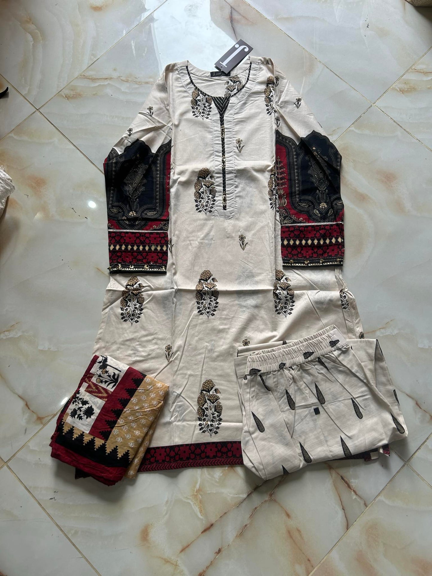 j. 03pc stitch suit / cream-1050