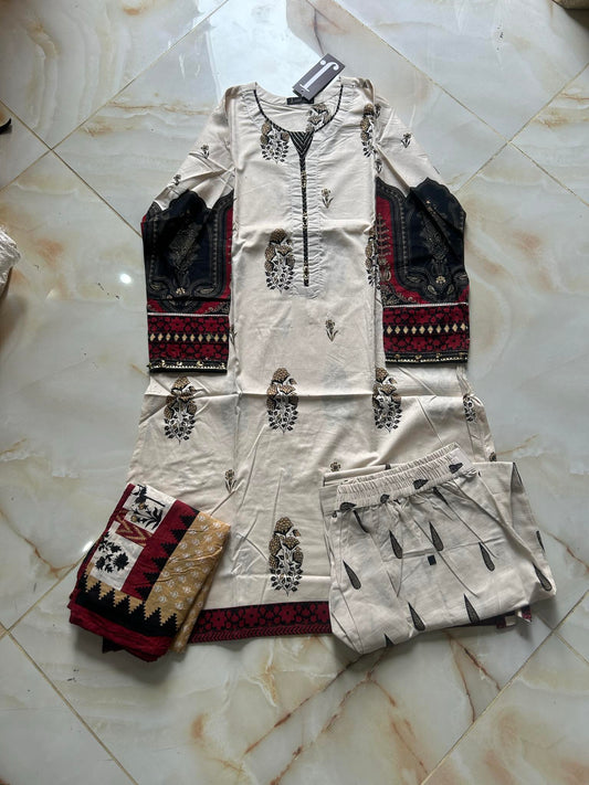 j. 03pc stitch suit / cream-1050
