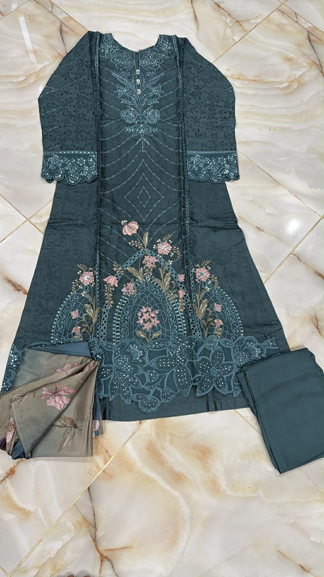 TAWAKAL 03 PC STITCH SUIT / SEA GREEN