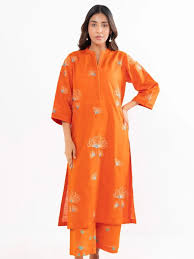AL KARAM 02 PC STITCH SUIT / ORANGE -5745